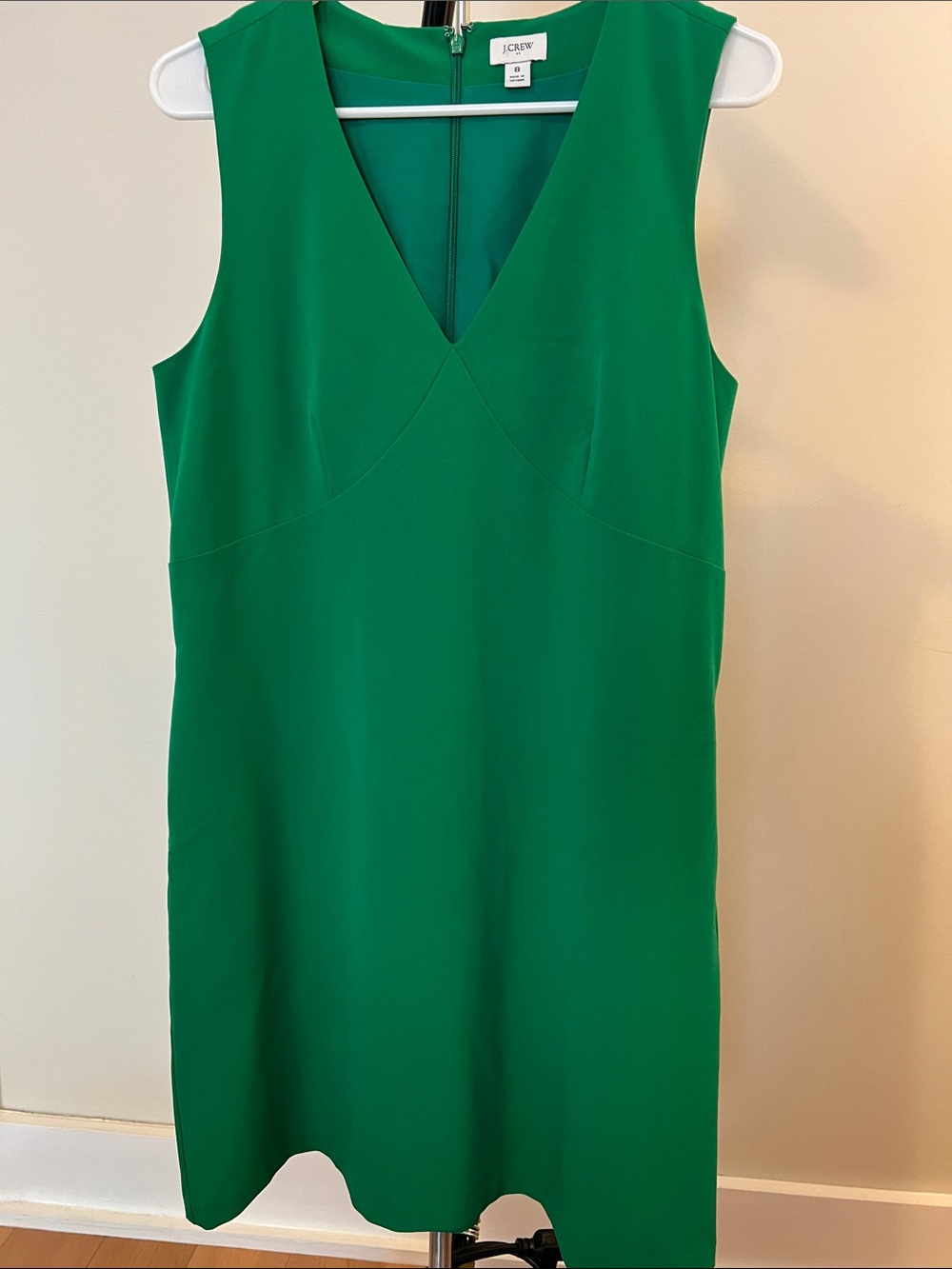 J. Crew Sleeveless V-Neck Green Onyx Shift Dress